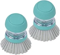 Generic Plastic dish cleaning brush with silicone handle set of 2 pieces for kitchen - blue