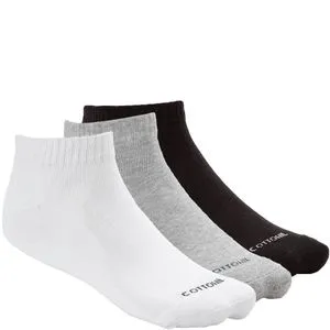Cottonil Bundle Of Three Ribbed Trim Ankle Socks