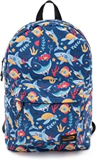 Mintra Unisex Printed School Bags 2 Pocket With Laptop Pocket - Sharks, 18 L (29 X 12 X 42 Cm)