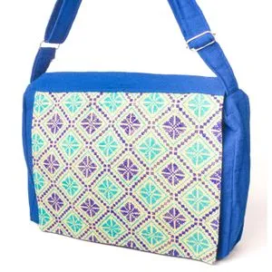 Ebda3 Men Masr Colorful Embroidery Laptop Bag  - Blue