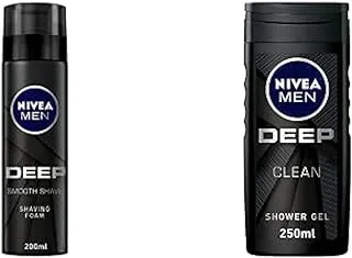 Nivea Men Deep (Smooth Shaving Foam and Shower Gel Woody Scent) Bundle