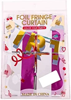 Generic Foil square fringe curtain with print design for birthday party - multi color