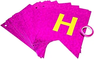 Generic Paper metallic branch with happy birthday word design and strap set of 14 pieces for birthday decoration - fuschia gold