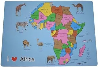 Generic Magnetic jigsaw puzzle of africa map for learning animals and countries names - multi color