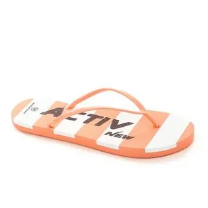 Activ Bi-Tone Striped Flip Flop - Coral & White
