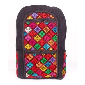 Ebda3 Men Masr Hand Embroidery Details Zipper Backpack -  Orange & Black - 50X35CM