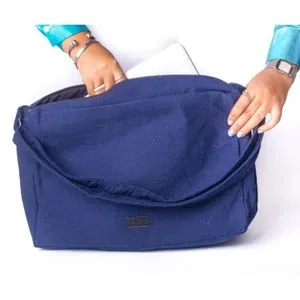 Ebda3 Men Masr Colorful Embroidery Laptop Bag  - Dark Blue