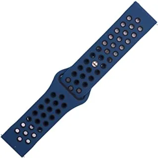 Generic Silicon waterproof breathable watch replacement strap compatible for watch 20mm - navy black