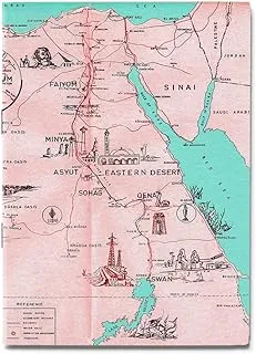 دفتر حبر بحجم A5162L مصرى خريطة عتيقة وردية متعددة الألوان ورق مسطر A5 -