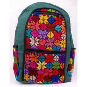 Ebda3 Men Masr Colorful Hand Embroidery Zipper Backpack - Olive