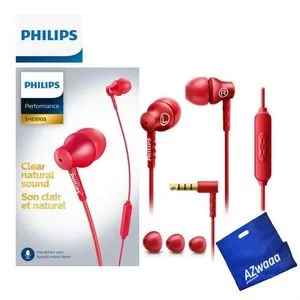 Philips In Ear Headphones With Mic ,3.5mm, SHE8105RD + Azwaaa Bag