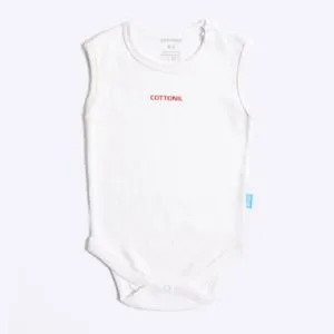 Cottonil Pack Of 3 - Press Button Closure Sleeveless White Baby Bodysuit