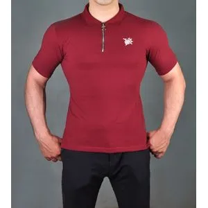 wen wod Short Sleeves Polo Shirt - Burgundy