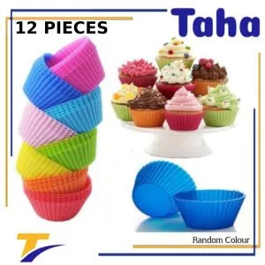 Taha Offer Silicon Cupcake Muffin Molds 12 Pieces