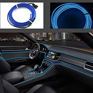 KingCorey Neon LED Light Glowing Electroluminescent Wire/El Wire for Interior Car Cosplay Decoration with 6mm Sewing Edge (Blue, 3 M)