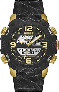 GUESS Watch for Men, Quartz Movement, Analog-Digital Display, Black Silicone Strap-GW0421G2