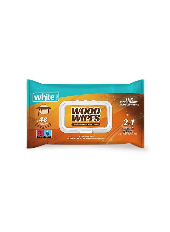 White Wood Wipes 48 Pcs