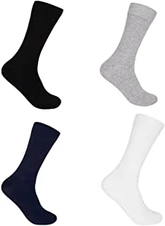 unisex-adult Hendam pack of 4 pairs of plain soft classic Medical cotton socks for diabetics, multicolor Socks (pack of 4)