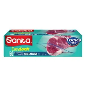 Sanita Easy ZIP Lock Food Storage Bags - Medium Size