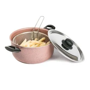 Lazord Granite Frying Pot With Frying Basket - 24 Cm - Cashmere