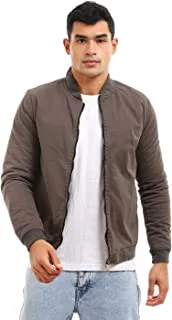 Andora mens Patterned Mandarin Collar Bomber Jacket - Dark Grey Jacket