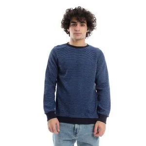 Caesar Mens Round Neck Stripped Sweatshirt