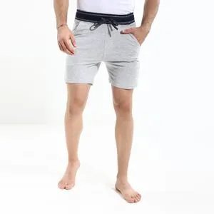 Cottonil Outwear Soft Cotton Heather Grey Short With Drawstring