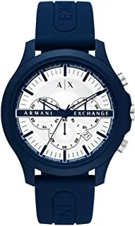 A|X Armani Exchange Watch for Men, Quartz Movement, Chronograph Display, Blue Silicone Strap-AX2437