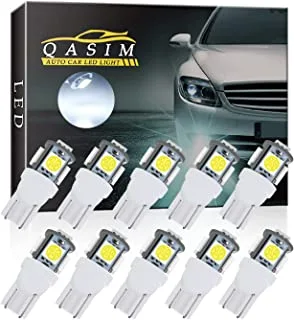 Qasim 10pcs t10 w5w led 501194 168 bulbs 5smd 5050 chipset wedge for car interior dome dashboard map rv license plate side lights dc 12v white