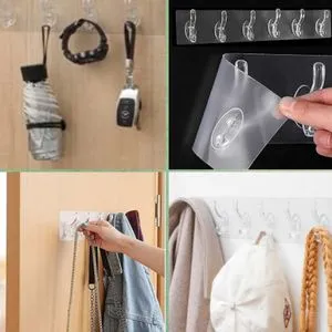 A Multi-use Holder With 6 Hooks - Self-adhesive - For Hanging Keys, Accessories, Clothes, Etc.