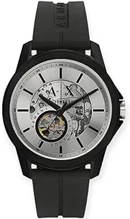 A|X Armani Exchange Watch Men, Automatic Movement, Analog Display, Black Rubber Strap-AX1726