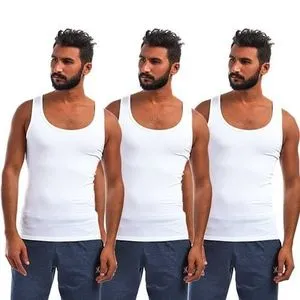 Dice 100% Cotton Three Sleeveless Solid Men T-shirt -White