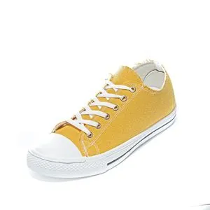Desert Basic Lace-Up Knit Flat Sneakers For Men - YELLOW