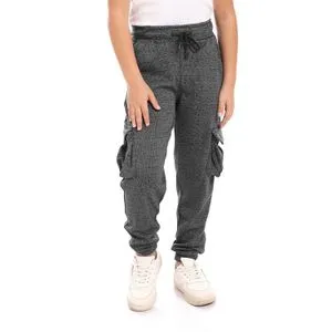 Caesar Detailed Casual Sweatpants Baggy Unisex Child - Grey Black