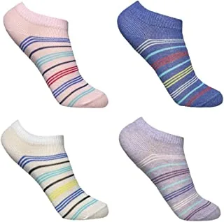 Hendam socks, pack of 4 pairs of striped soft ankle cotton socks for kids, multicolor, 2y_7y