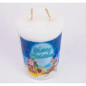 Ebda3 Men Masr Decorative Christmas Printed Cylinder Scented Candle - White