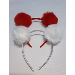 Panda Ears Head Bands - Pack Of 2 - Red And White