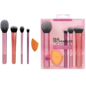 Real Technique Makeup Brush Set With Sponge Blender For Eyeshadow, Foundation, Blush, And Concealer - Set Of 5