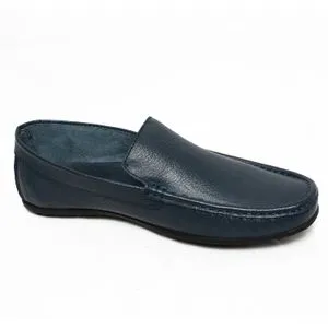 Roadwalker ARL7-Genuine Leather Stitch Detail Slip On Shoes For Men-Navy-40