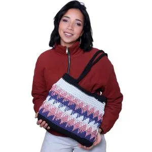 Ebda3 Men Masr Knitted Crochet Shoulder Bag - Multicolour
