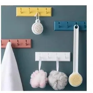 Bathroom Amenities Hanger With 4 Self-Adhesive Retractable Hooks