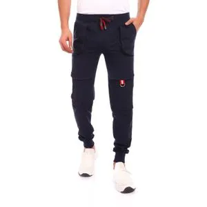 Caesar Elastic Waist With Metal Accessories Baggy Sweatpants - Blue