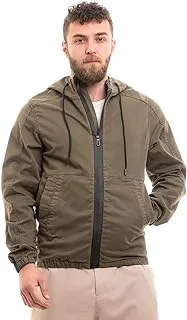 Andora mens Zipper Casual Lightweight Jacket - Olive Jacket