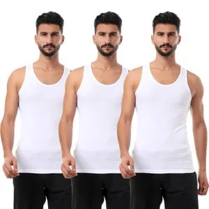 Embrator Bundle Of  Three Soft Breathable Sleeveless Undershirts - White