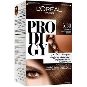 L'Oreal Paris Prodigy صبغة شعر خالية من الأمونيا - 5.3 بني ذهبي فاتح / تان