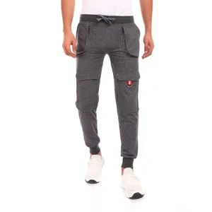 Caesar Elastic Waist With Metal Accessories Baggy Sweatpants - Dark Grey