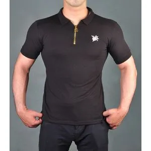 wen wod Short Sleeves Polo Shirt - Black