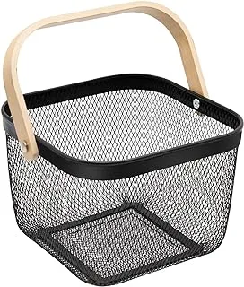 Black picnic basket with handle small fruit basket for kitchen multifunctional wire mesh storage baskets for outdoor picnic, home storage, chirtmas, party, birthday