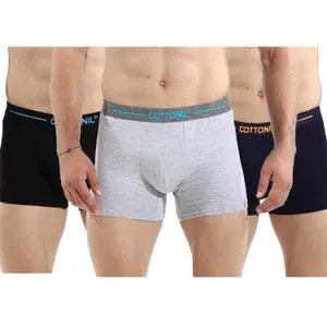 Cottonil Pro Set Of 3 Solid Boxers - Black