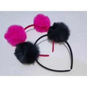 Panda Ears Head Bands-Pack Of 2 - Black And Pink